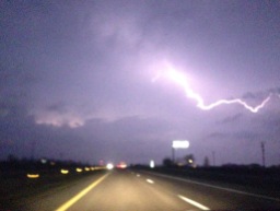4/7/15: Driving through a lightening storm in Missouri on the way to Kansas City to get on tour.